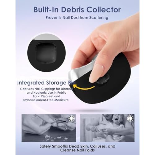 Electric Nail Clipper Upgraded 3 in 1 Automatic - with Polishing, Dust Storage & LED Light, Nail File Toenail Trimmer, Gifts for Women Men Mom Her Him Kids Adults Senior Baby Teacher Students