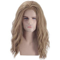 Blonde Wigs Men Shoulder Length Ash Blonde Wavy Synthetic Hair Cosplay Party Daily Wear - Ash Blonde Variation
