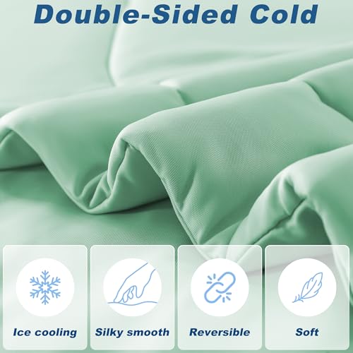 King Size Cooling Comforter with Double-Sided Cold Tech Fabric - Sage Green