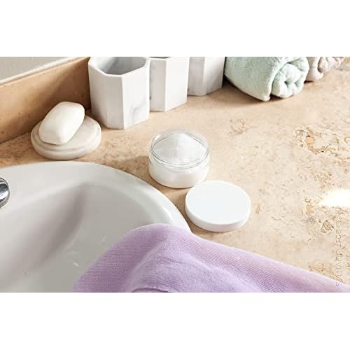 JUVITUS 8 oz Clear PET Plastic Low Profile Jar with White Smooth Lids (12 Pack) BPA Free Large Refillable Empty Storage Containers