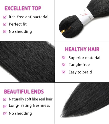 Pre Stretched Braiding Hair 20 Inch Ombre & Black Set for Knotless Box & Goddess Braids