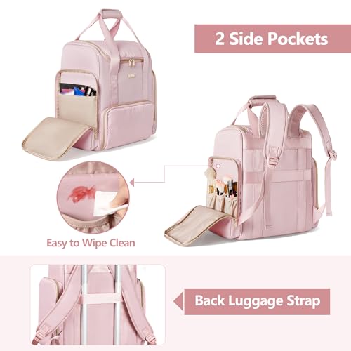 Large Makeup Backpack with 3 Clear Makeup Bags, Double Layers Professional Makeup Travel Case with Brushes Storage Section for Makeup Artists