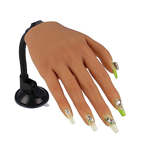 Right Hand Practice Hand for Acrylic Nails with Stand - Reusable Silicone Mannequin