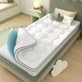 Twin Size 4-Inch Dual Layer Memory Foam Mattress Topper - White