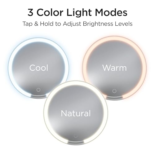 iHome Makeup Mirror with Lights and Bluetooth Speaker, Travel Mirror is Portable and Rechargeable ? White (iCVBT9W.EXv24)