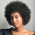 Short Kinky Curly Afro Wig Human Hair - Glueless, Natural Look, 150% Density