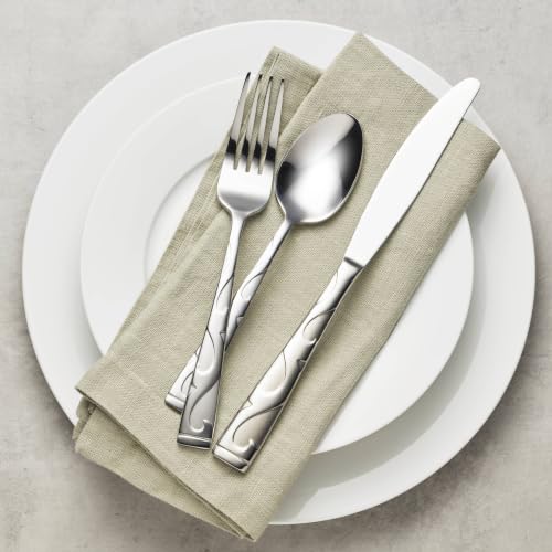 Oneida Tuscany 45-Piece Flatware Set for 8 - Embossed Rock-Inspired Silverware