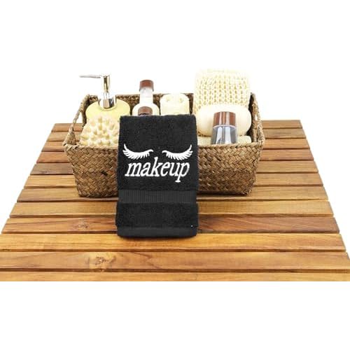 Set of 6 Makeup Remover washcloth. Turkish Cotton Perfect for Makeup Bag! 13x13 inches - Black