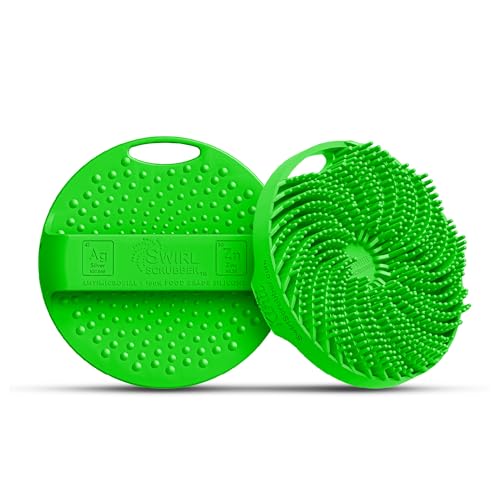 Antimicrobial Silicone Body Scrubber - Green - Shower Hanger & Deep Exfoliation