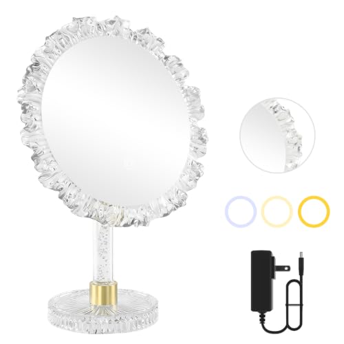 MOUIND 12-Inch Lighted LED Makeup Mirror with 3 Color Modes & Dimmable Brightness - Size 12"x12"