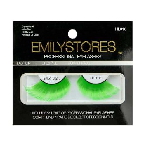 Dramatic Green False Eyelashes, Halloween Costume Shamrock Lashes 1 Pair for St. Patrick's Day (Green)