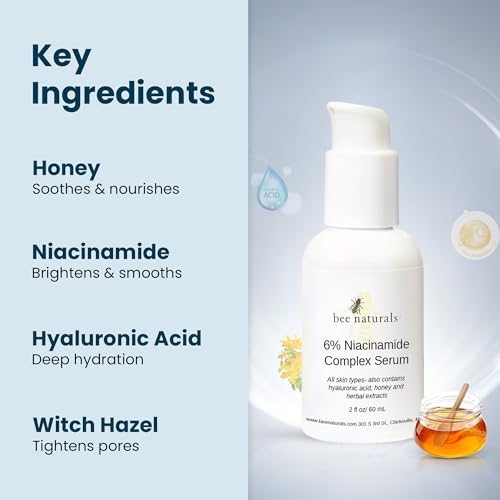 Niacinamide Face Serum with Hyaluronic Acid & Honey - Hydrating & Pore Minimizer, 2 fl oz