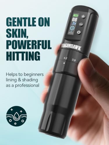 Black Wireless Tattoo Pen Machine with 1 Battery - Atom2 Pro