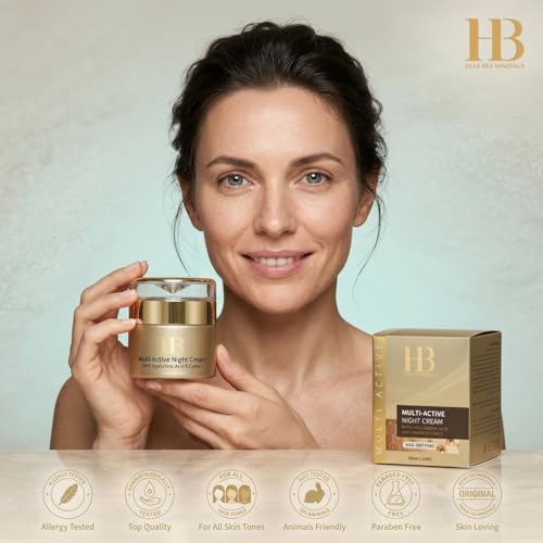 Dead Sea Anti-Aging Night Cream for Face & Neck - Hydrating Moisturizer with Hyaluronic Acid & Caviar Extract