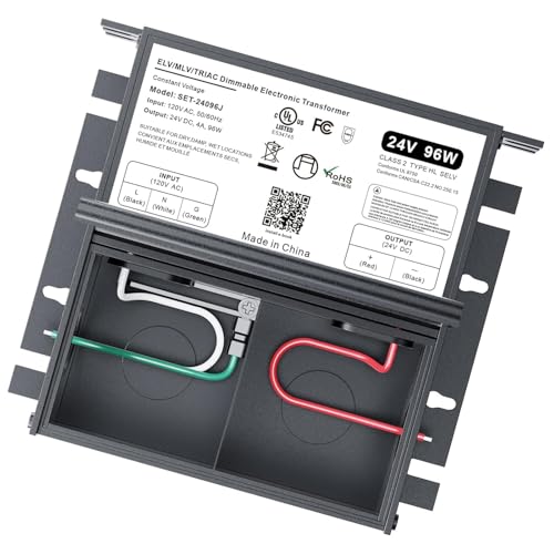 96W 24V Dimmable LED Driver with Built-in Junction Box for Lutron & Leviton Dimmer, Compatible AC/DC Power Supply