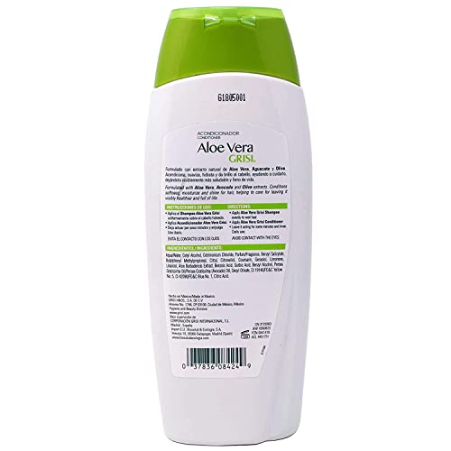 Grisi Aloe Vera Conditioner, Moisturizing Hair Product with Aloe Extract, Paraben-Free, 2-Pack for Soft and Shiny Hair, 13.5 FL Oz each