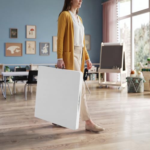 Kids Bi-Fold Folding Table 60x30 with Granite White Finish - Portable & Sturdy