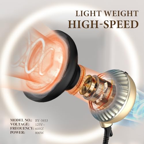 Diffuser Hair Dryer for Curly Hair - 800W, 3 Heat Settings, Lightweight & Fast Drying