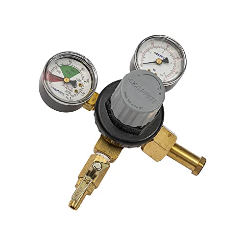Taprite CO2 Beer Regulator Dual Gauge CGA320 Inlet 5/16" Barb Shutoff Brass