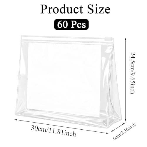 Transparent 60PCS Small Clear Makeup Bag Set Waterproof Zip Pouches Travel Organizers