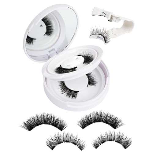 Natural Look Magnetic Eyelashes Kit - 2 Pairs Reusable Double Sided Magnetic Lashes With Applicator and Mirror, Easy To Wear And Remove, No Glue Needed Strip Lashes, Black Faux Cils by EMEDA (#23)