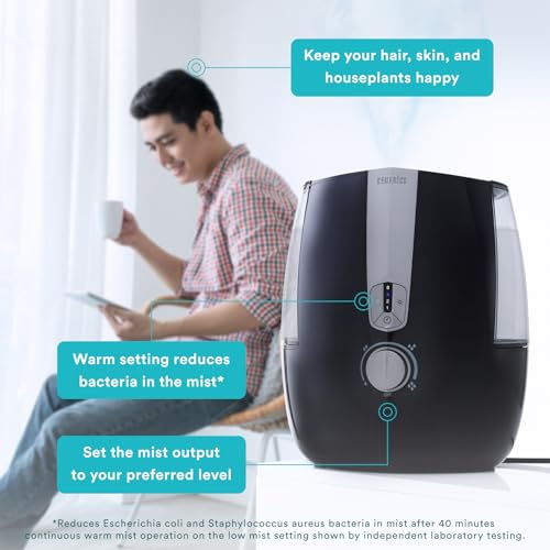 Large Top-Fill Humidifier with Warm & Cool Mist, Night Light, Essential Oil Pads