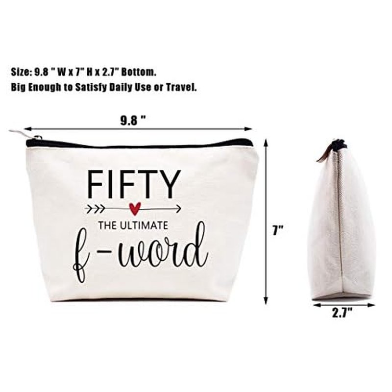 LIBIHUA Makeup Bag Cosmetic Bag Travel Pouch Present?Funny 50th Birthday Gifts for Women Boss Wife Co workers Sisters Bestie Best Friends Fifty Thirty 50 Years Old Present Fifty the ultimate F Word