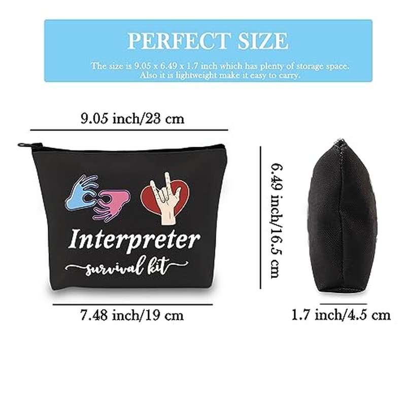 GJTIM Interpreter Zipper Pouch Survival Kit Gift Makeup Bag for ASL Sign Language