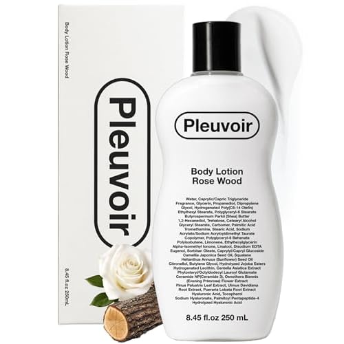 Pleuvoir Rose Wood Perfume Body Lotion - Non-Greasy, Fast-Absorbing, French MANE (Rose, Vetiver & Musk), Moisturizing with Shea Butter, 3-Hyaluronic Acid, Woody Floral, Vegan K-Beauty 8.45 fl.oz