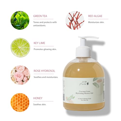 Aloe Vera Hydrating Shower Gel - Coconut Lime Body Wash 16 Fl oz