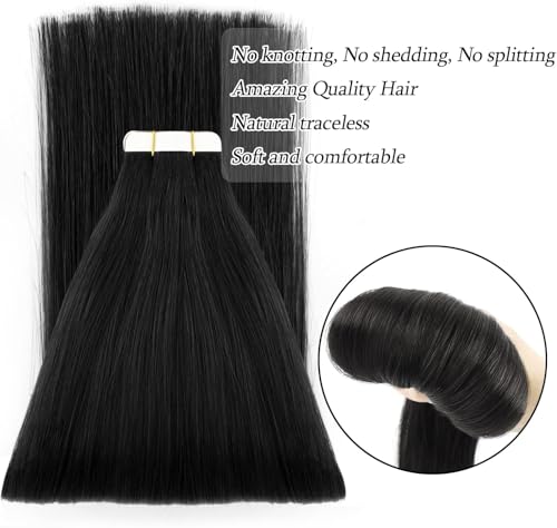 ABH AMAZINGBEAUTY HAIR Tape-In Human Hair Extensions 20 Inch Black #1