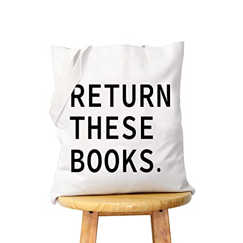 WCGXKO Funny Library Tote - Return These Library Return Bag for Book Clubs & Storage