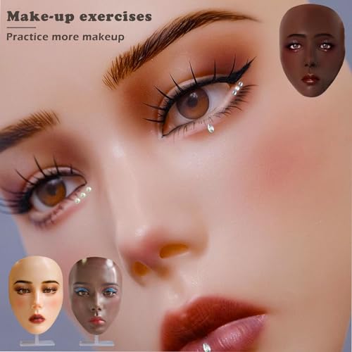 Black Silicone Makeup Practice Face Board Kit with Brushes & Eye Shadow