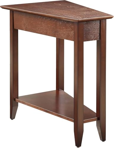 American Heritage Wedge End Table - Narrow Chairside Accent with Storage Shelf - Espresso Finish