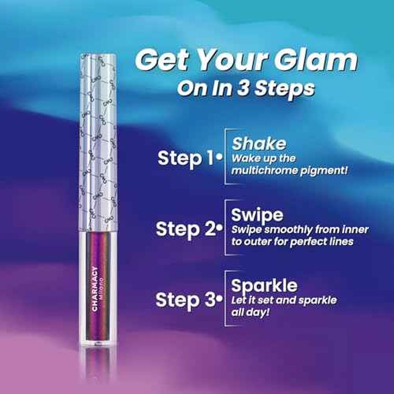 CHARMACY Multichrome Eyeliner Liquid Liner, Glitter liquid eyeliner waterproof, Metallic Intense Color Shifting Colorful Eyeliner, Long wearing, Ultra-Fine Tip Smudge-proof, GREEN INDIGO 905