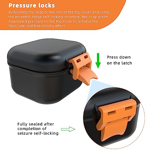 ARGOMAX Denture Bath Cup with Strainer & Storage - Black Shell + Orange Variation