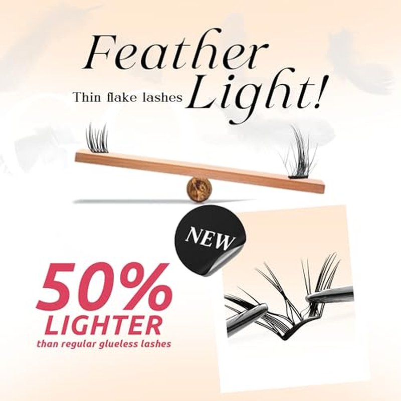 GAQQI Self Adhesive Lash Clusters, Pre Glued Eyelashes 10-14mm Wispy Cluster Lashes, Press On No Glue False Eyelashes, Strong Adhesive & Reusable Glueless£¨PG4£©