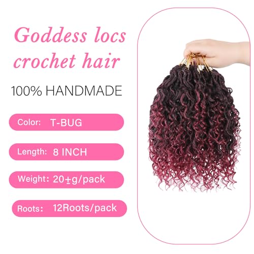 8 Inch Goddess Locs Crochet Hair Pack of 9 for Black Women - Faux Soft Locs