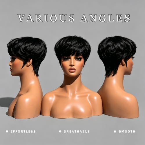 Pixie Cut Wig Human Hair for Black Women - Bowl Cut Style, Glueless, Layered, Variation 0501-1B