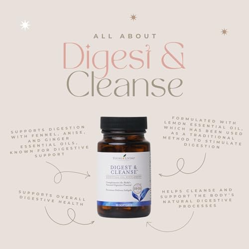 Young Living Digest & Cleanse - Premium Herbal Digestive Support Capsules - Aromatherapy for Optimal Digestion - Natural Essential Oil Supplements - 30 Softgels