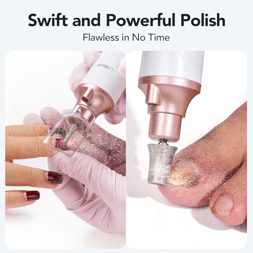 White Electric Toenail Grinder Set - 15X Professional Cordless Pedicure & Callus Remover
