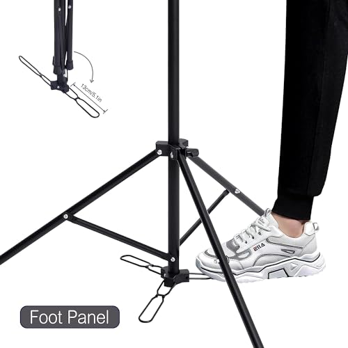 Grey Wig Stand with Mannequin Head & Foot Panel, Adjustable 23 Inch