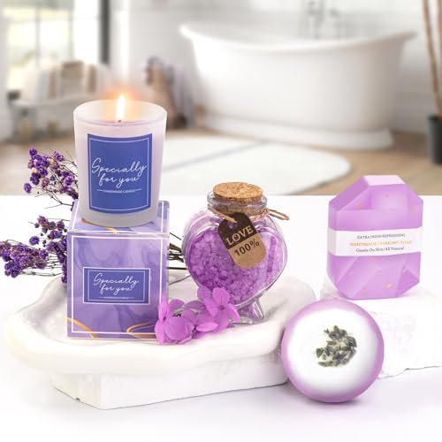 Lavender Spa Gift Set for Women - 16-Piece Relaxation Self-Care Gift Basket