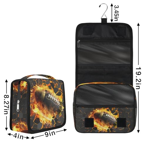 3D Football Hanging Travel Toiletry Bag for Kids, Women Cosmetic Organizer Makeup Bag Pouch Men Shaving Dopp Kit Shower Bag With Sturdy Hook