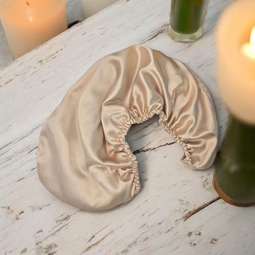 Champagne Satin Plopping Towel for Curly Hair - Adjustable Microfiber Hair Wrap, Prevents Frizz & Damage
