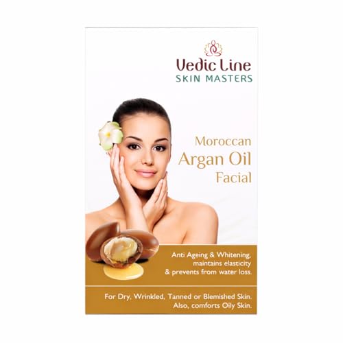 Vedic Line Moroccan Argan Oil Facial Kit For Signs of Ageing,Wrinkles, Fine Lines Dark Spots With Argan Oil, Sesame Amond oil for Radiant Glow, 52 ml