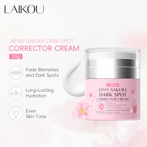 LAIKOU Japan Sakura Dark Spot Remover Face Cream 2pcs, Brightening & Even Skin Tone
