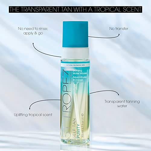 St.Tropez Self Tan Purity Bronzing Water, Clear Tanning Water Foam, Streak-Free Finish, Develops in 4-8 Hours, Vegan, Natural & Cruelty Free