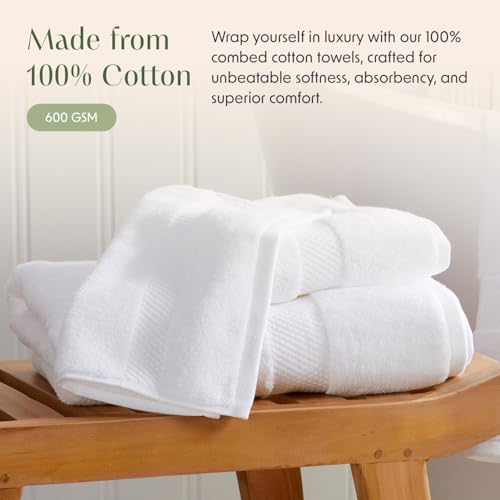 Bright White 4-Pack Cotton Hotel-Quality Bath Towels - 30x52 Inches