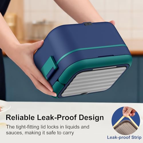 EDCREATY Blue Cordless Electric Heated Lunch Box 1.5L Self-Heating Food Warmer